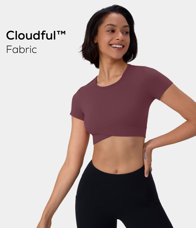Women’s Cloudful™ Fabric Crossover Hem Cropped Sports Top - HALARA | HALARA