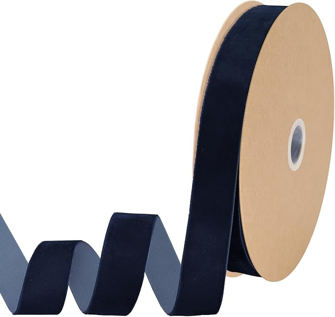Navy Blue Velvet Ribbon 7/8 Inch x 25 Yards Perfect for Christmas Tree Gift Wrapping Flower Bouqu... | Amazon (US)