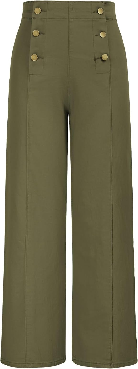 Belle Poque Women's High Waisted Wide Leg Jeans Button Decorated Casual Stretchy Demin Pants with... | Amazon (US)