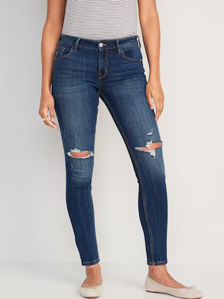 Mid-Rise Rockstar Super-Skinny Distressed Jeans for Women | Old Navy (US)