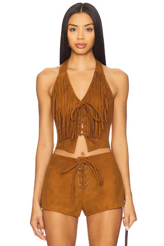 Lovers and Friends Noella Faux Suede Top in Camel from Revolve.com | Revolve Clothing (Global)