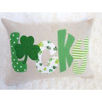 Lucky With Shamrock St. Patrick's Day Pillow Cover, St Patricks Decor Linen Pillow Cover, Lucky Pill | Etsy (US)