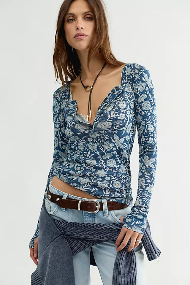 We The Free Floral Haze Henley | Free People (Global - UK&FR Excluded)