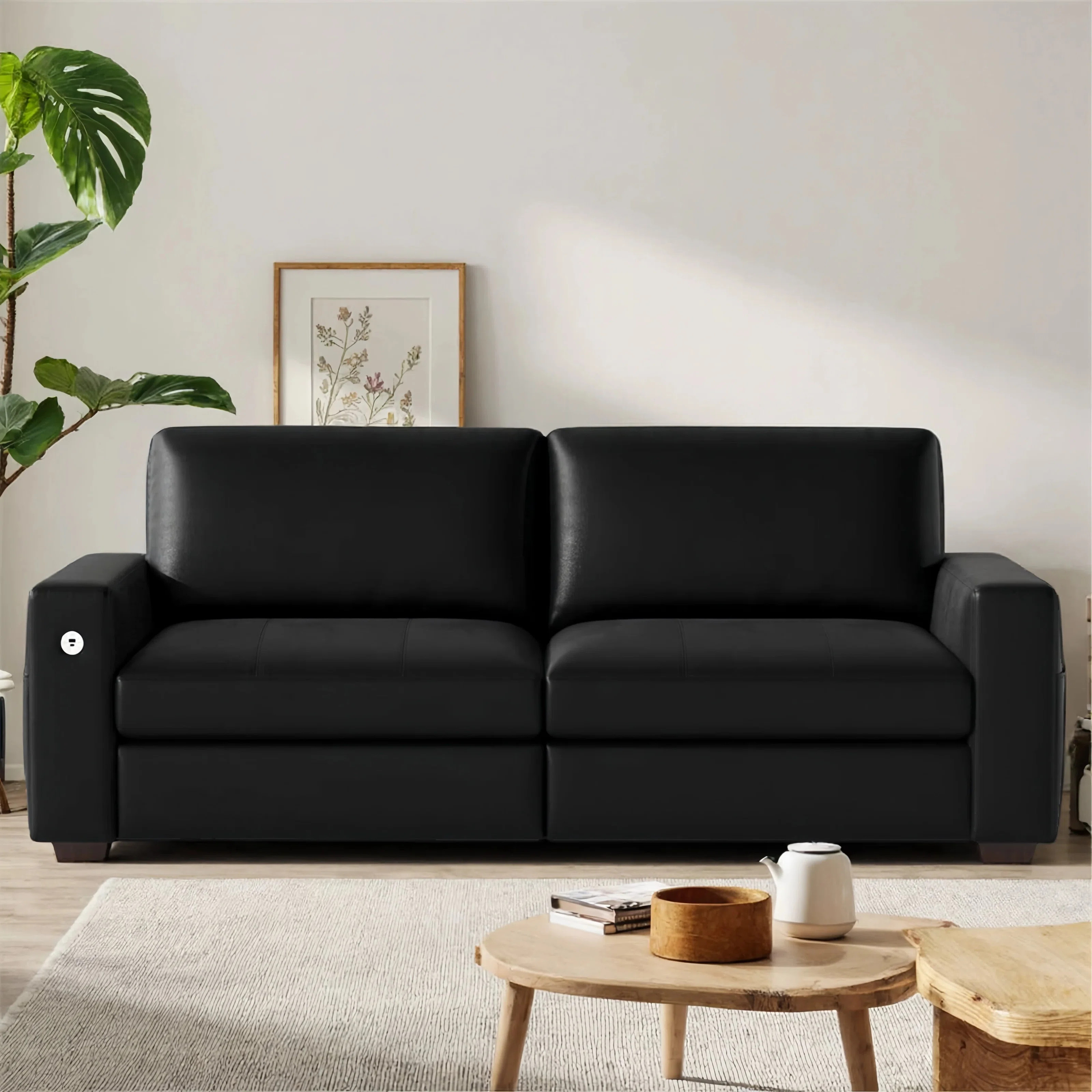 Yakina 89'' Upholstered Modern Vegan Leather Sofa with Storage Pockets Couches and USB Charging P... | Wayfair North America