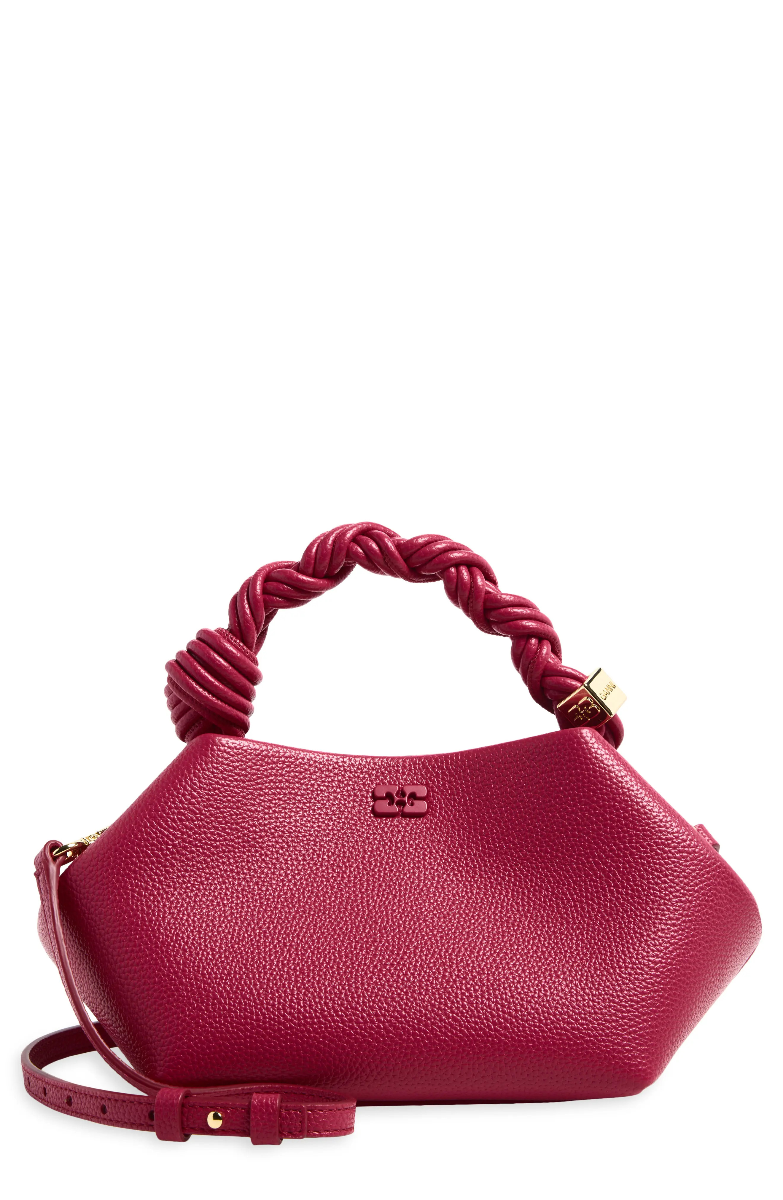 Ganni Small Bou Grained Faux Leather Top Handle Bag in Persian Red at Nordstrom | Nordstrom