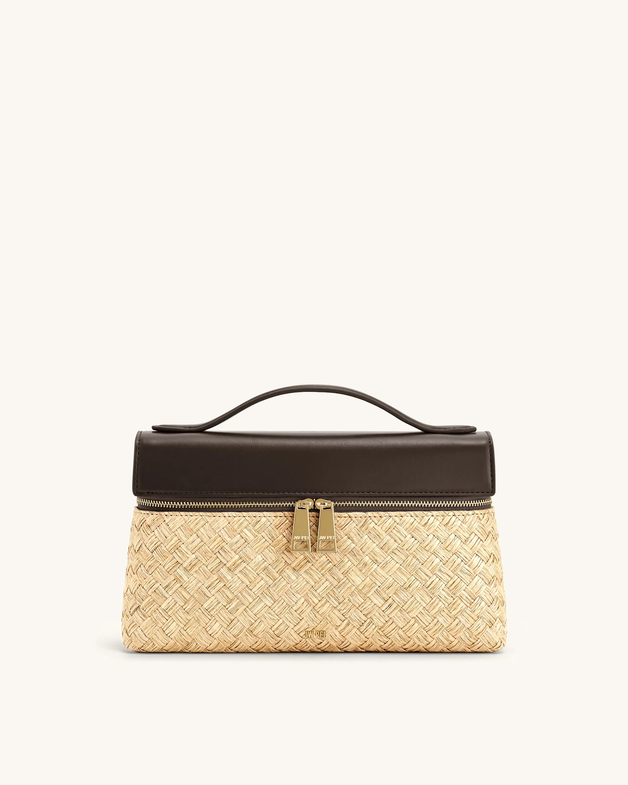 Thea Faux Straw Top Handle Bag - Brown | JW PEI US