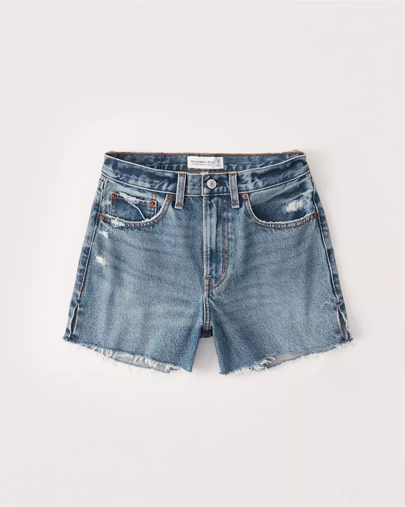Curve Love Mid Rise Boyfriend Shorts | Abercrombie & Fitch (US)