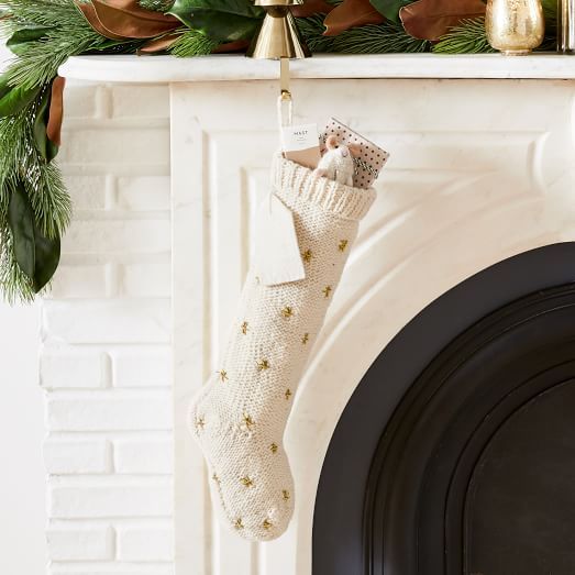 Customizable Knit Metallic Thread Starburst Stocking | West Elm (US)