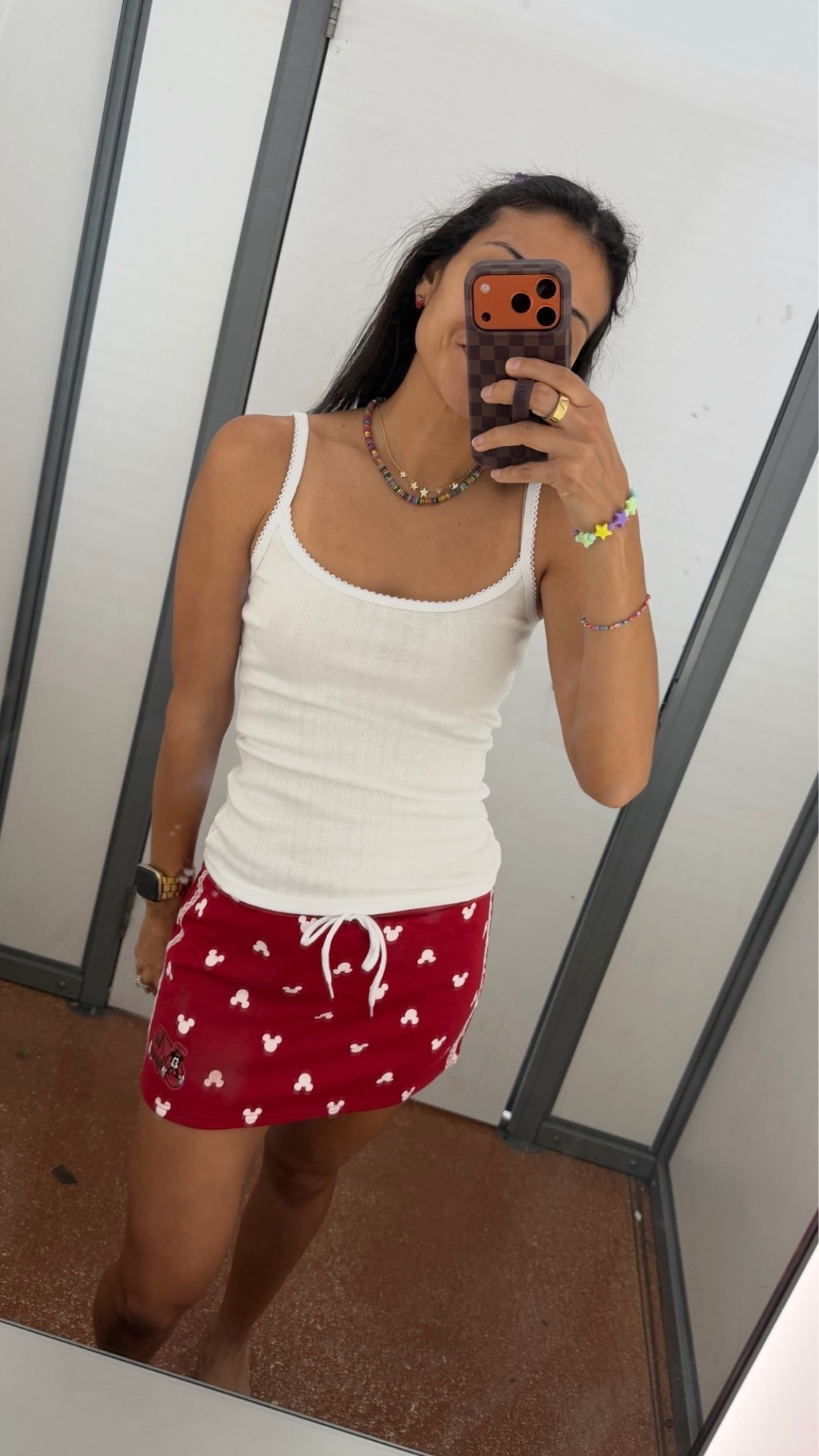 Mickey Skort from Walmart. Runs big. Wearing a XS