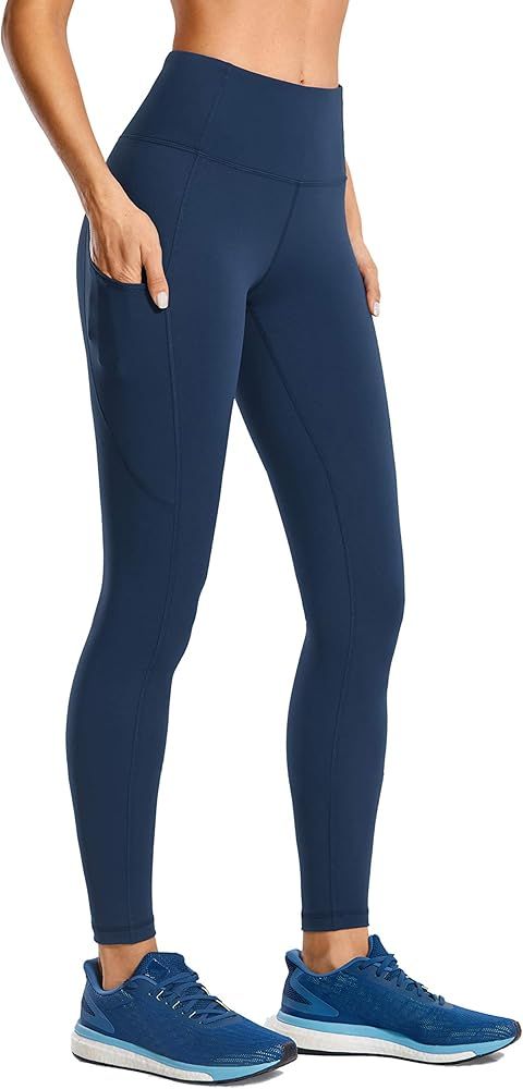CRZ YOGA Women's Matte Brushed Light-Fleece Leggings High Waisted Workout Yoga Pants with Pocket ... | Amazon (US)