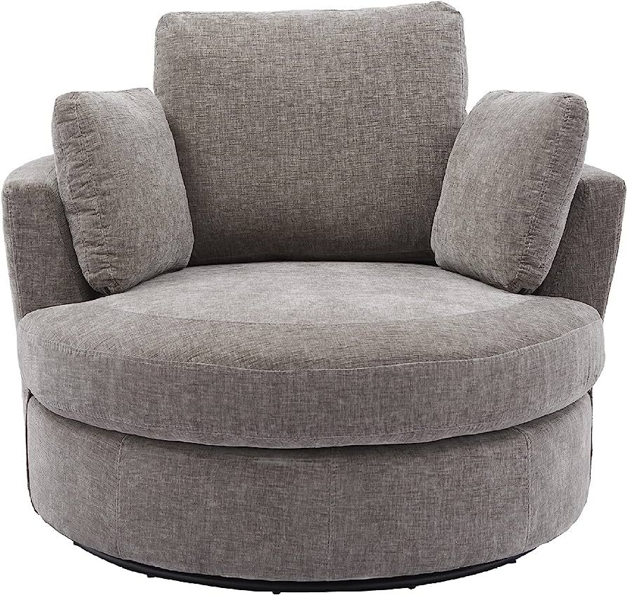 Swivel Accent Barrel Chair Oversized Modern Akili Upholstered Sofa Lounge Club Leisure Chair Roun... | Amazon (US)