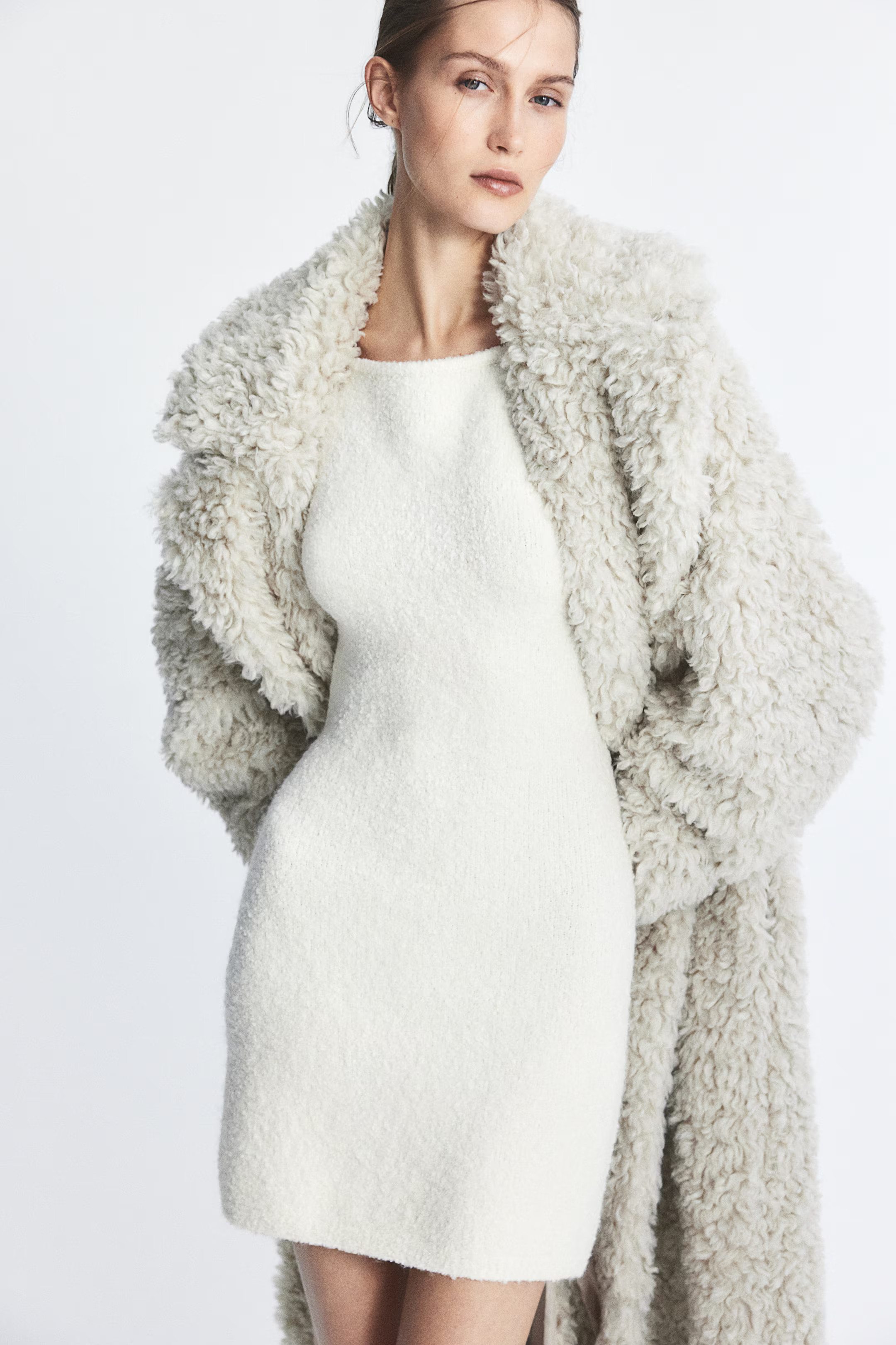 Bouclé-Knit Dress - Cream - Ladies | H&M US | H&M (US + CA)
