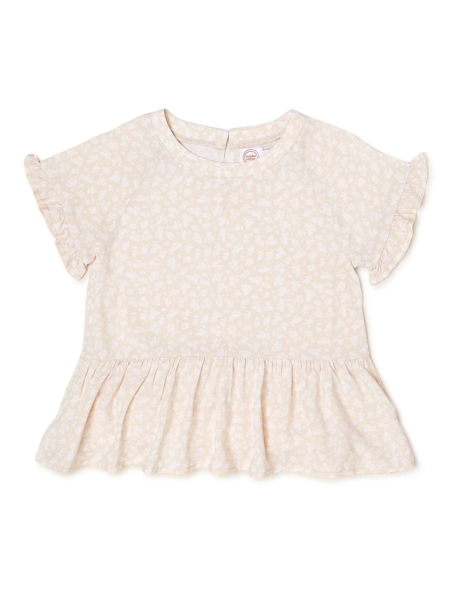 Wonder Nation Girls Short Sleeve Woven Peplum Top, Sizes 4-18 & Plus | Walmart (US)