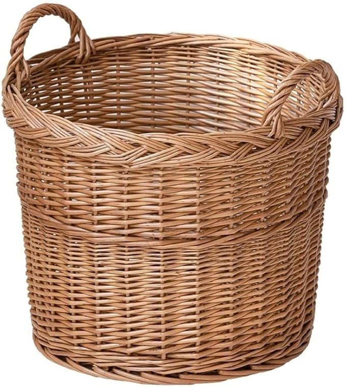 Faux Rattan Laundry Basket, Seagrass Storage Dirty Clothes Basket With Handle, Woven Trash Can Pl... | Amazon (US)