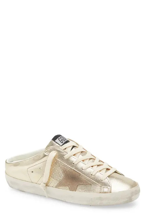 Golden Goose Super-Star Sabot Metallic Mule Sneaker in Platinum/Beige at Nordstrom, Size 9Us | Nordstrom