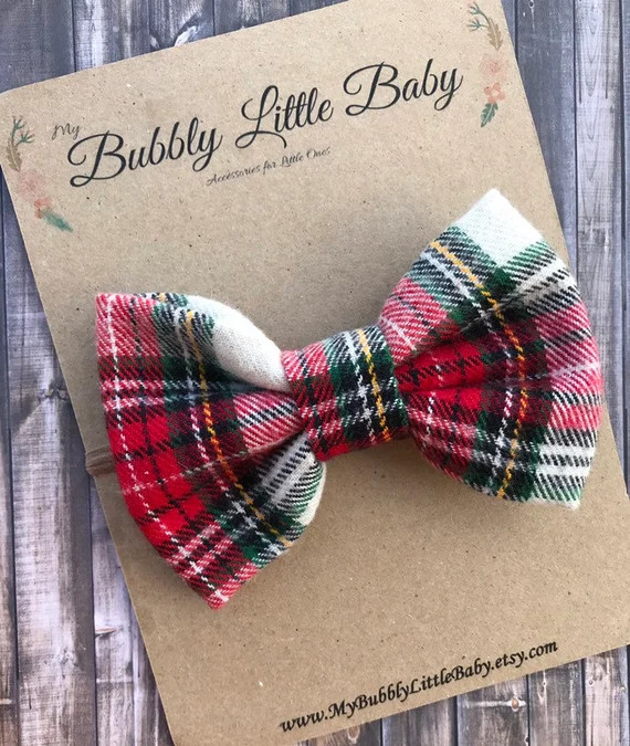 Christmas Plaid Print Flannel Headband Hair Bow or Bow Tie | Etsy | Etsy (US)