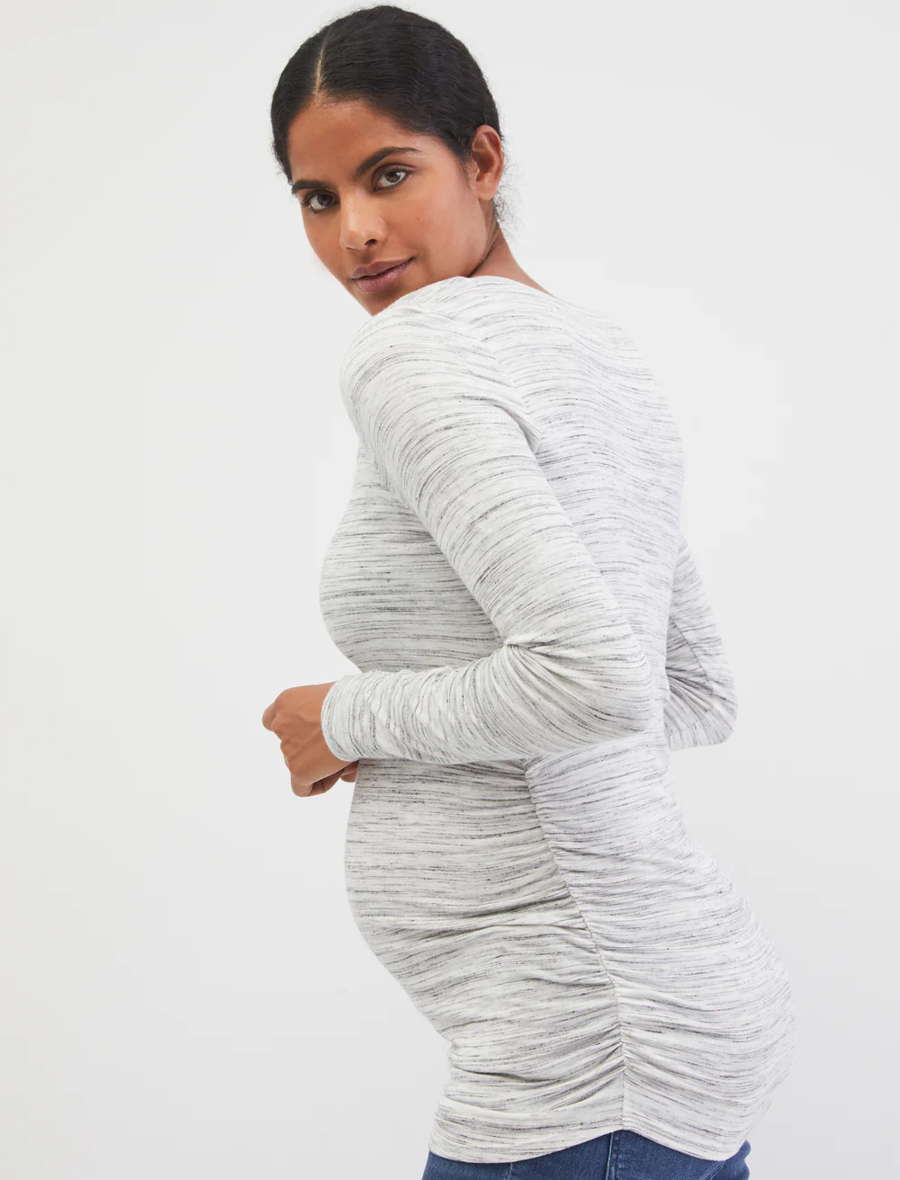 Long Sleeve Side Ruched Maternity T Shirt | Motherhood Maternity