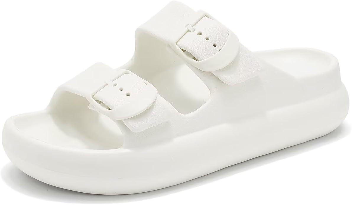 Womens Platform Cloud Slides with Arch Support, Adjustable Double Buckle Recovery Sandals, Comfor... | Amazon (US)