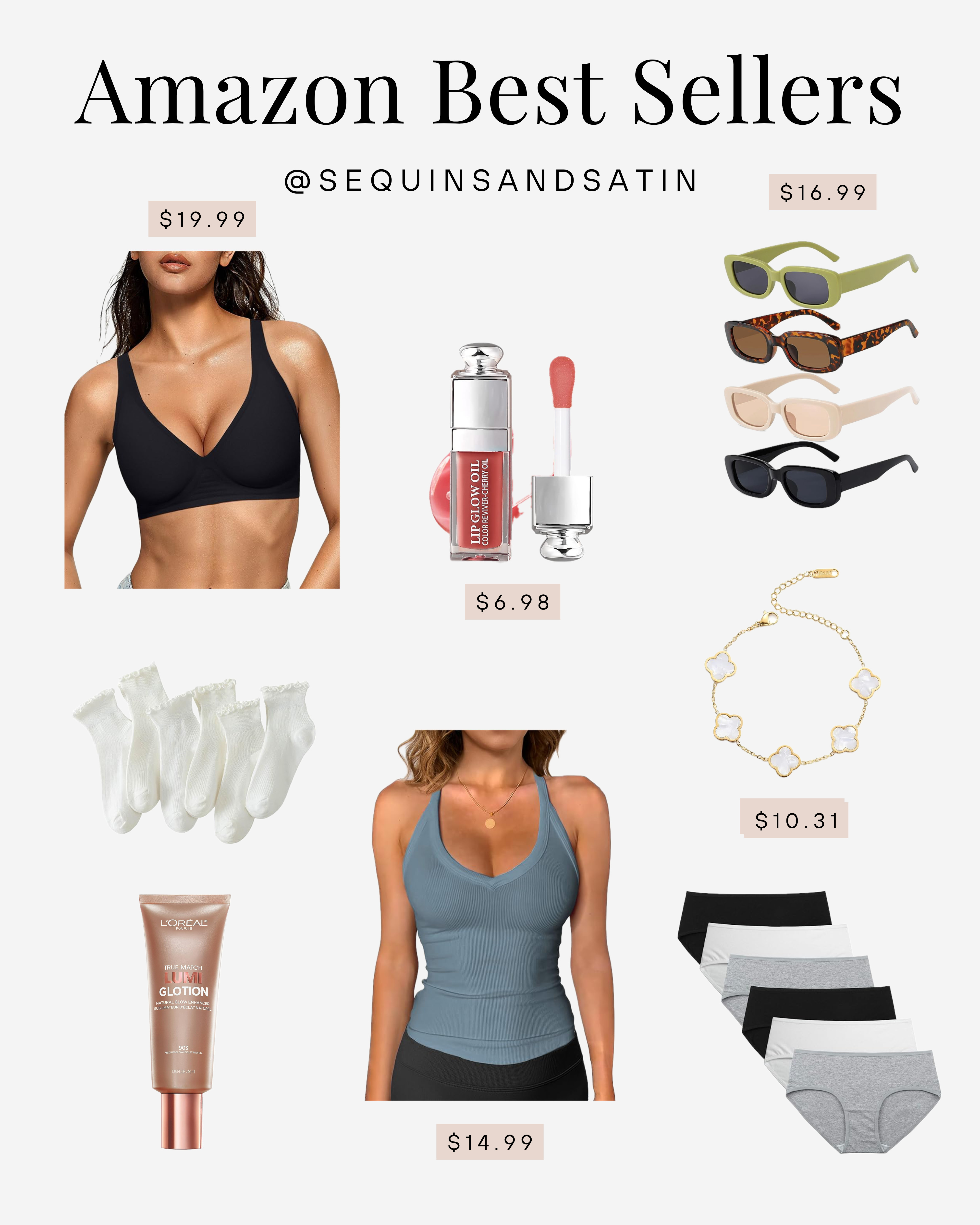 Amazon best sellers! Amazon finds, amazon clothes, amazon makeup, amazon beauty, amazon socks, amazon tank tops, amazon bras, amazon activewear, amazon sunglasses, amazon jewelry, van cleff  bracelet dupe, skims bra dupe, amazon fashion finds, amazon finds, best amazon finds, college girl finds 

 