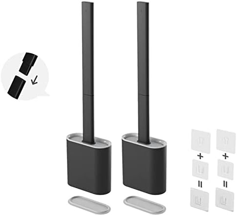 2 Pack Silicone Toilet Brush and Holder Set, Cleaning Brushes with Holder for Toilet Bathroom, Bl... | Amazon (CA)