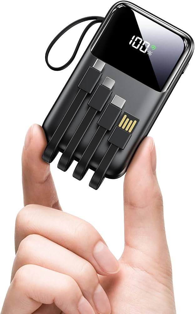 Portable Charger with Built in Cable, 15000mAh Power Bank, 22.5W Fast Charging, 6 Outputs, Slim T... | Amazon (US)