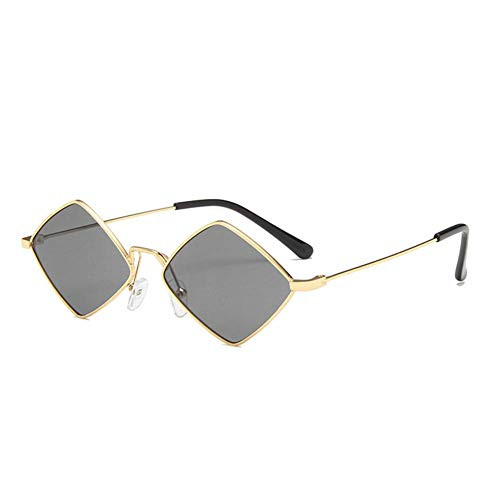 ENTHYI Diamond Shape Punk Vintage SunGlasses for Men/Women Metal Quadrilateral Frame Shades Film Sun glasses UV Protection(black) | Amazon (US)