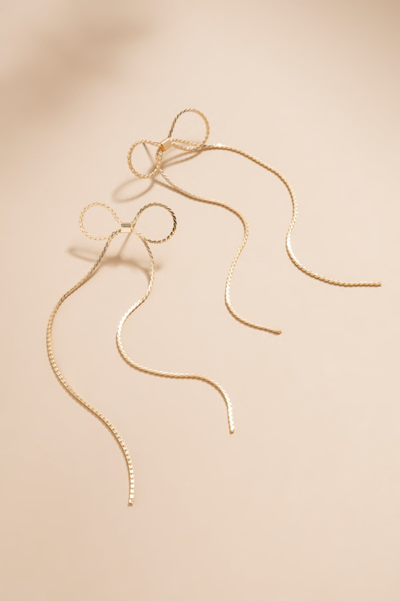 Tara Thin Bow Drop Earrings | Francesca's