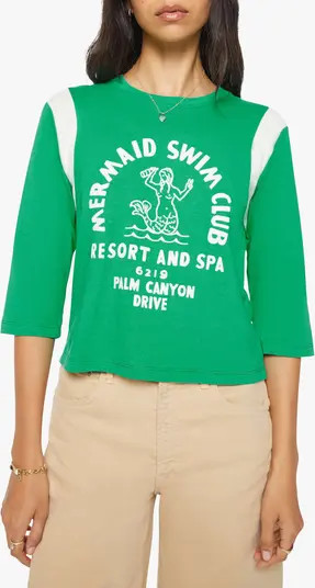 MOTHER The Better Half Graphic Cotton T-Shirt in Mermaid Swim Club at Nordstrom, Size X-Small | Nordstrom