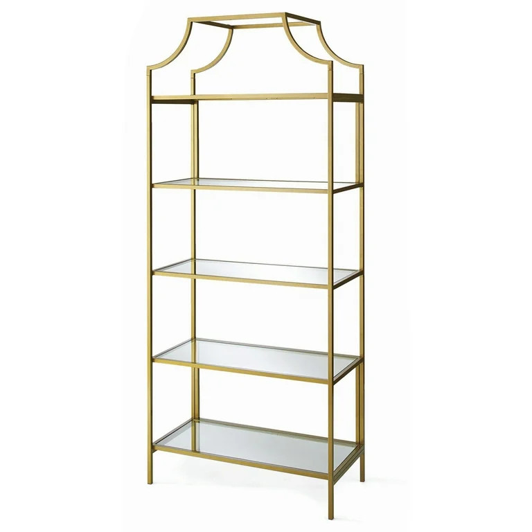 Better Homes & Gardens 71" Nola 5 Tier Etagere Bookcase, Gold Finish | Walmart (US)