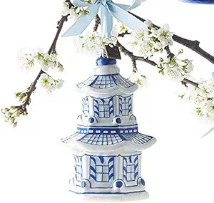 Raz 4.25" Pagoda Delft Glass Christmas Ornament 3953018 | Amazon (US)