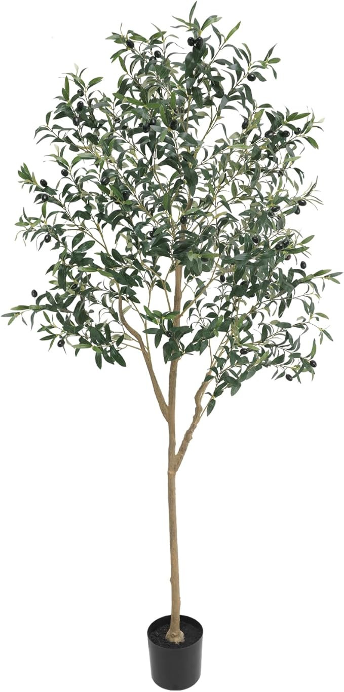 Artificial Olive Trees Silk Trees Faux Olive 7ft Tall Tree in Potted Oliver Branch Leaves and Fru... | Amazon (US)