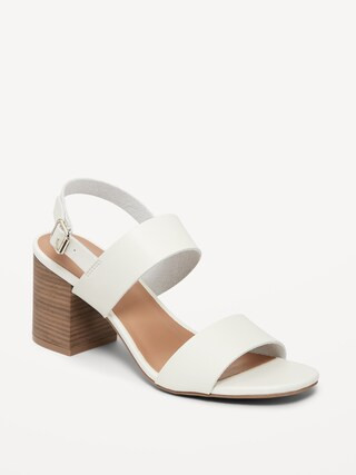Faux-Leather Strappy Block-Heel Sandals for Women | Old Navy (US)