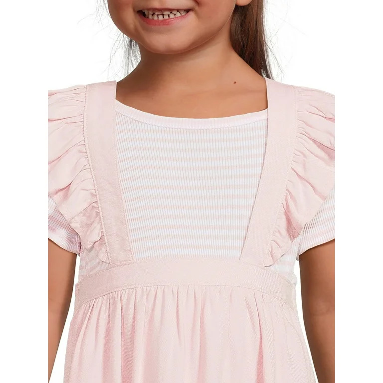 Wonder Nation Toddler Girls Pinafore Dress Set, Sizes 18M-5T | Walmart (US)