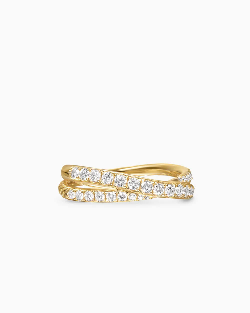 David Yurman | Pavé Crossover Ring in 18K Yellow Gold with Diamonds, 6mm | David Yurman