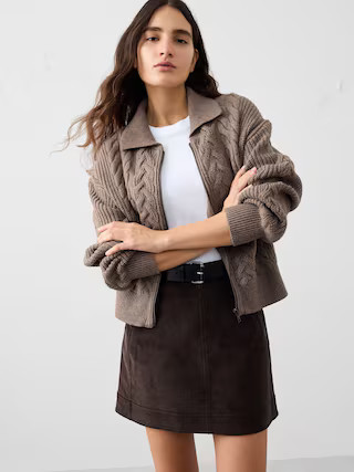 Perfectly Soft Cable Sweater Jacket | Banana Republic Factory