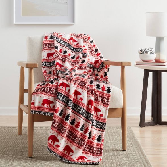 Fair Isle Printed Pattern Plush Christmas Throw Blanket - Wondershop™ | Target