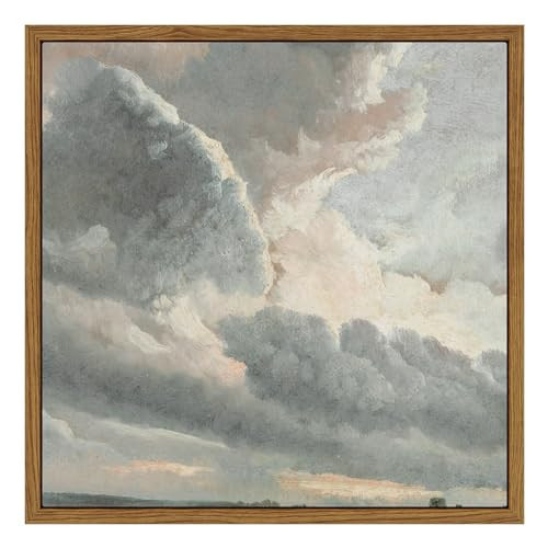 InSimSea Square Framed Canvas Wall Art, Vintage Prints Sky Clouds Sunset Wall Art Decor for Living Room, Classical Nature Wall Art Retro Painting for Bedroom Office Home Decoration 10"x10" | Amazon (US)