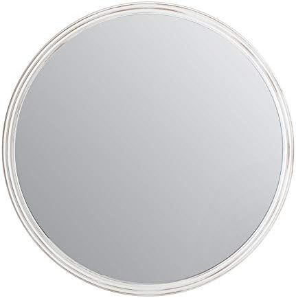 Fetco Round Carved Decorative Mirror, Distressed White | Amazon (US)