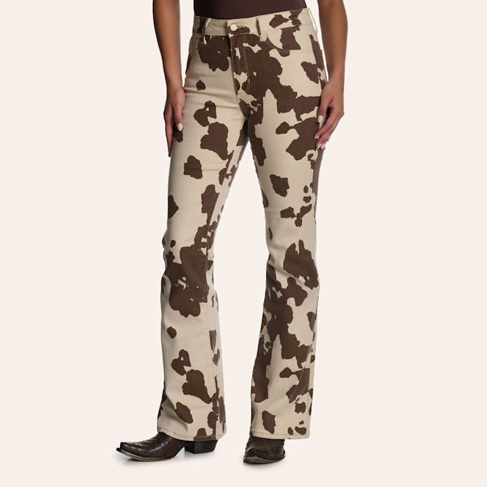 Just Black Denim Women's Brown Cow Print High Rise Bootcut Jeans | Cavender's