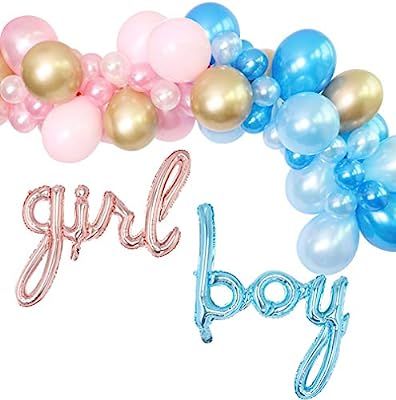 Gender Reveal Balloon Garland Kit - Baby Pink and Sky Blue Balloon Arch Kit BOY Girl Foil Balloon... | Amazon (US)