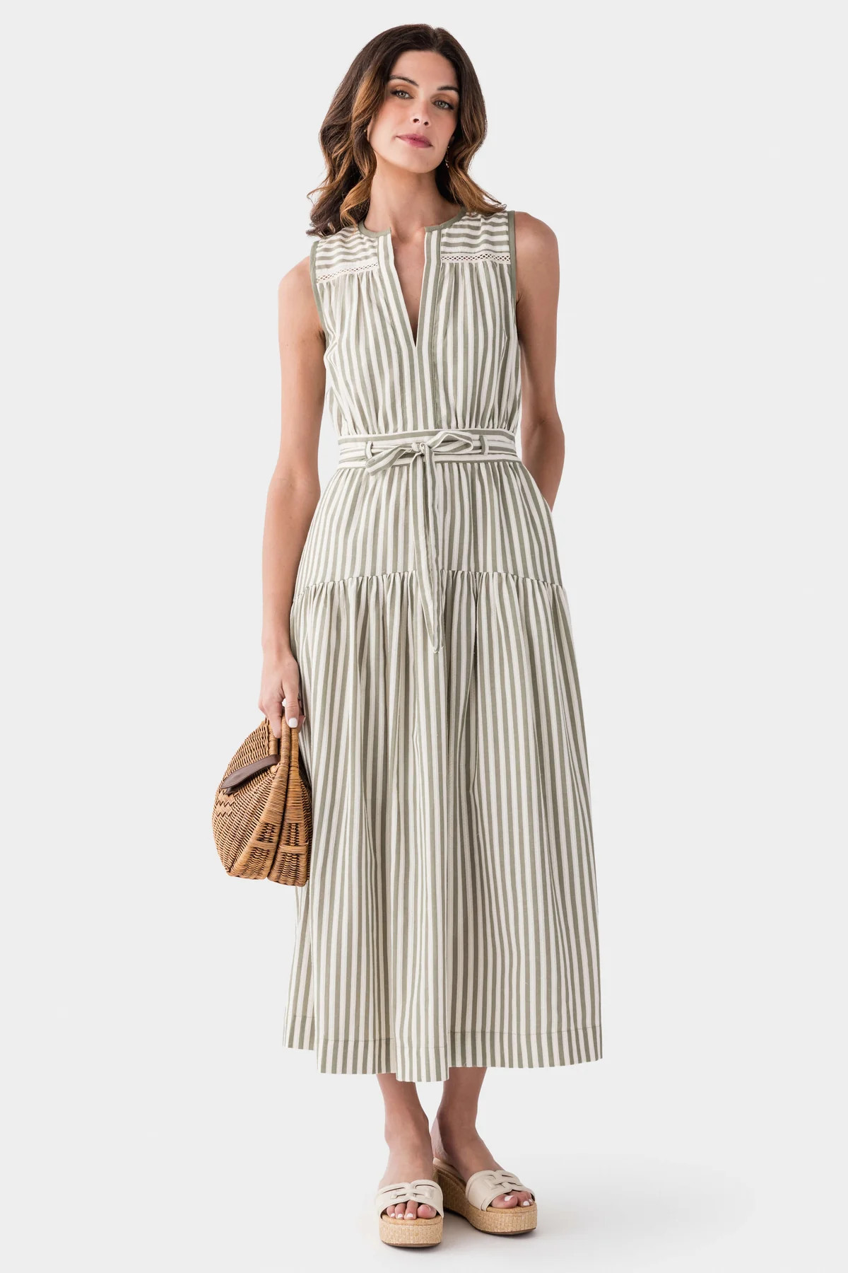 Dress Forum Nikhita Striped Tie Waist Maxi Dress | Social Threads