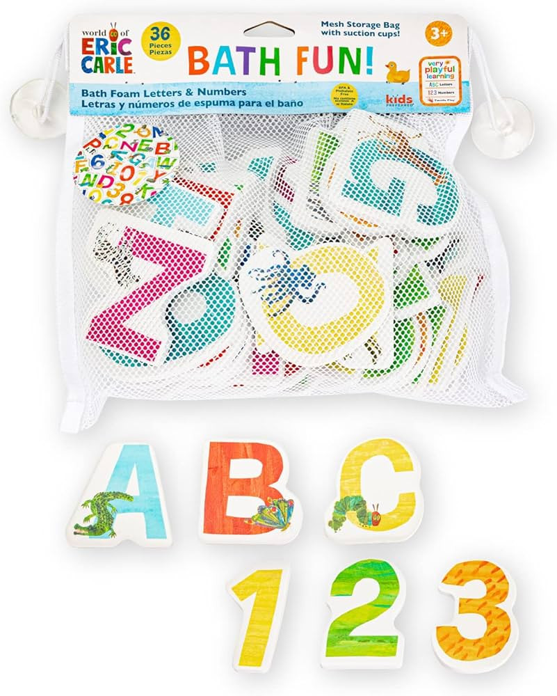 Kids Preferred World of Eric Carle Bath Time 36 Piece Foam Bath Toys Letters and Numbers Set for ... | Amazon (US)