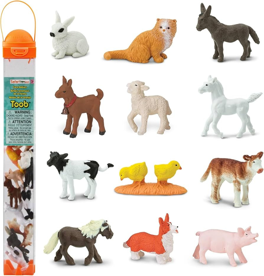 Safari Ltd. Farm Babies TOOB - Figurines: Donkey, Pony, Goat, Lamb, Horse, Cat, Corgi, Pig, Chick... | Amazon (US)