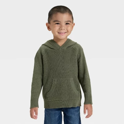Toddler Boys' Waffle Hooded Sweater - Cat & Jack™ Olive Green | Target