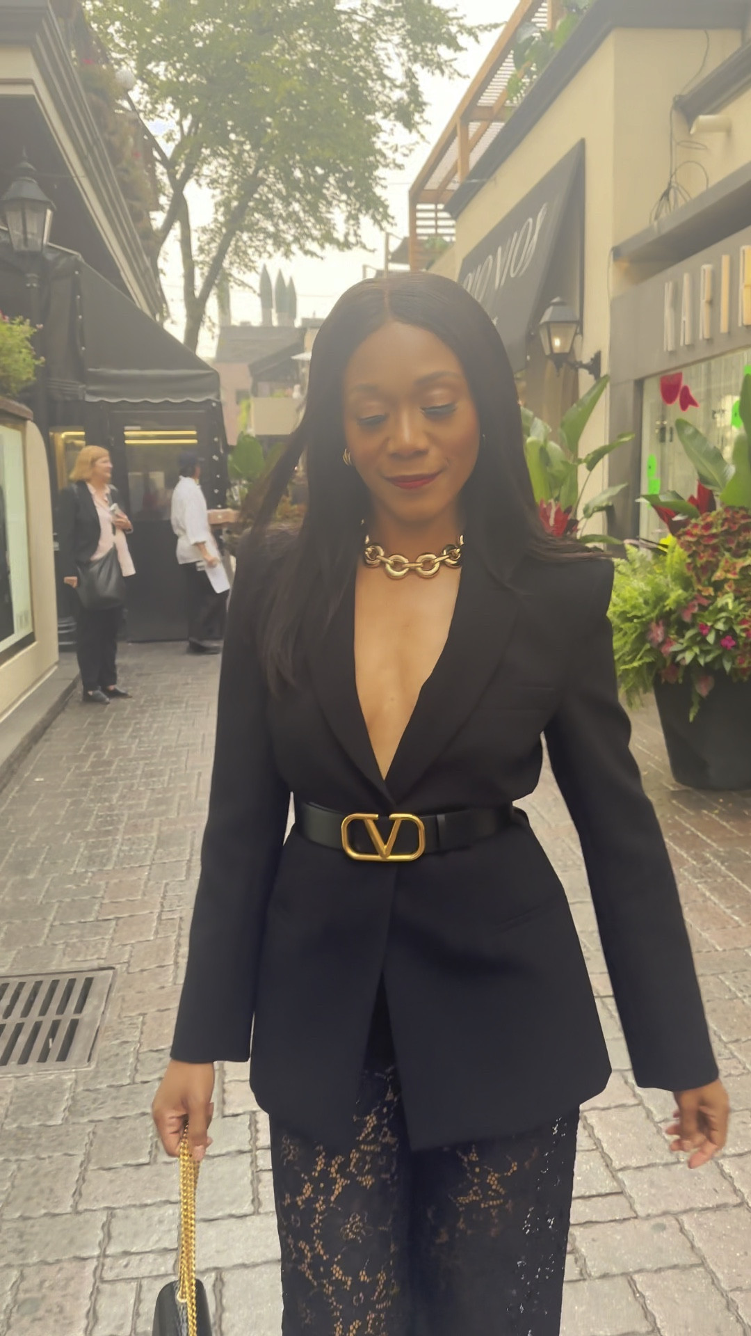 What I wore to the Saint Laurent (YSL) cocktail party. 

Black blazer, lace pants, designer belt, Valentino belt, holiday party outfit, cocktail party outfit, all black outfit, how to style, what to wear, NYFW, fall outfit , trending for fall, blazer and belt outfit, statement necklace 

#LTKVideo 

#LTKParties #LTKWedding