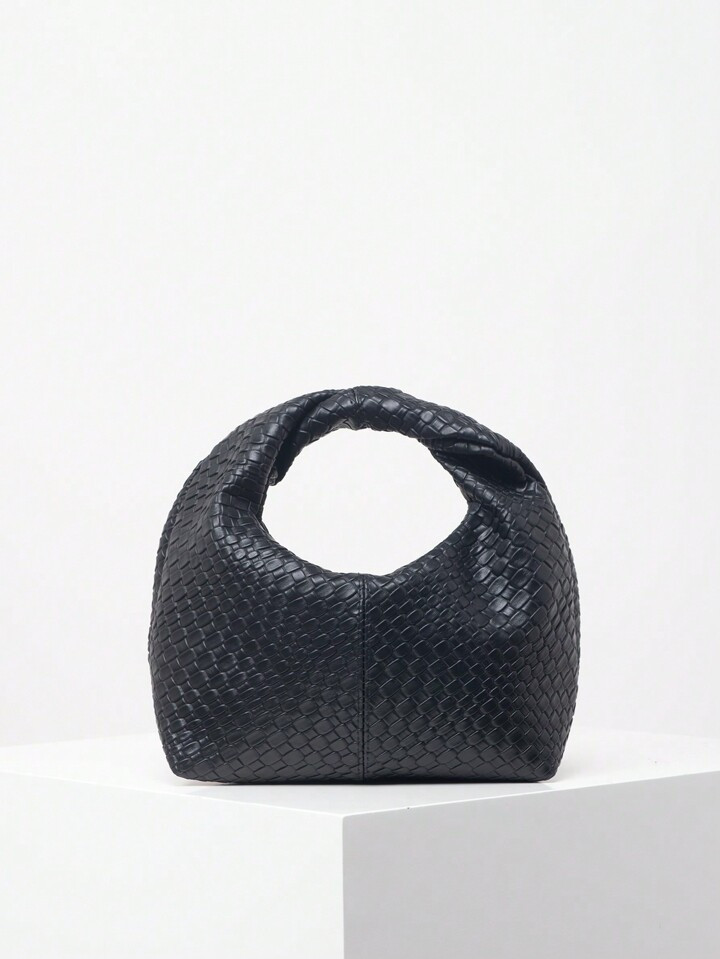 Fashionable Twisted Square PU Woven Tote Bag, Casual Handbag, Simple And Versatile Commuting Bag,... | SHEIN