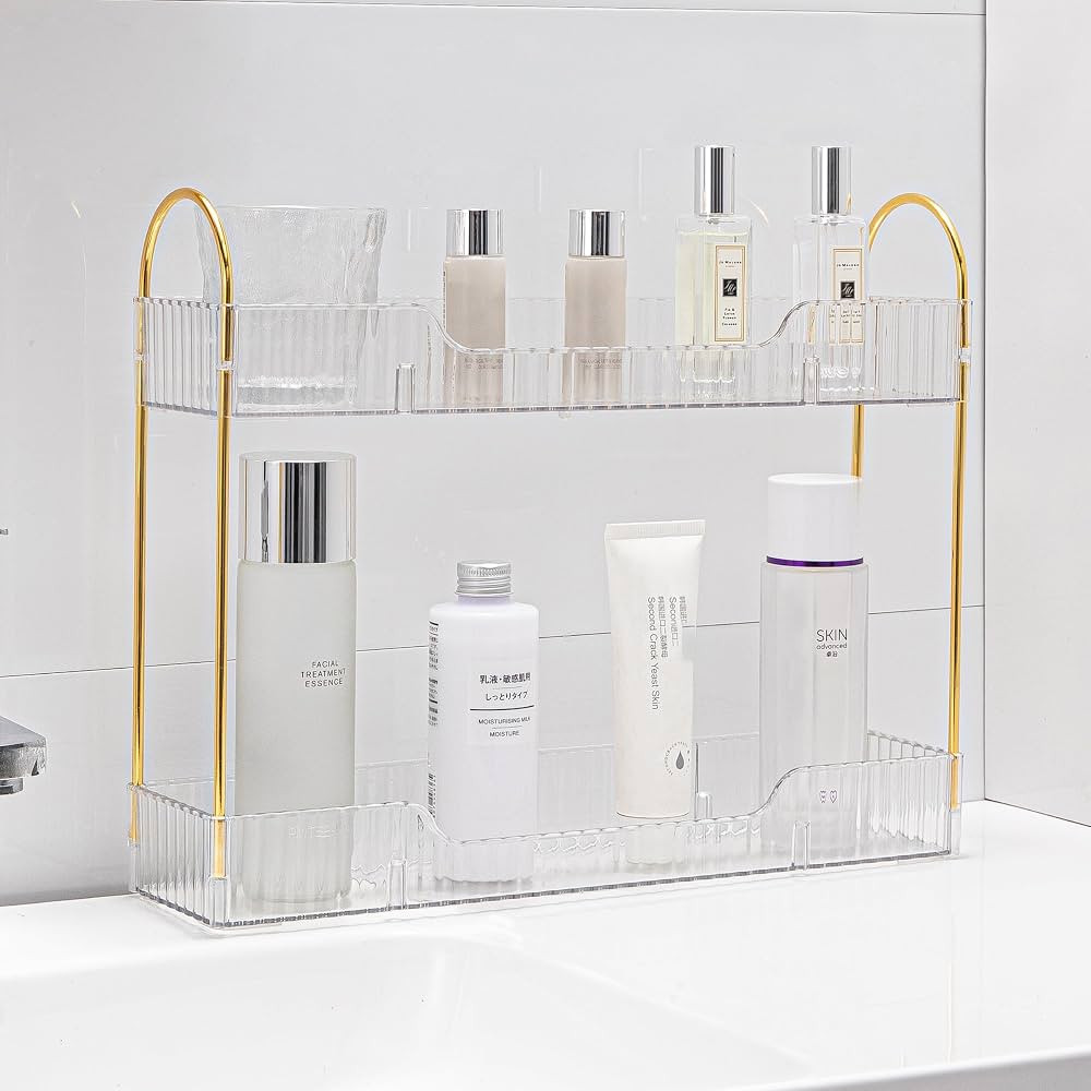 YCIA&DONE 2 Tiers Narrow Vanity Makeup Organizer, Bathroom Organizer Countertop Slim, Perfume Hol... | Amazon (US)