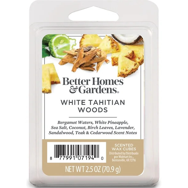 White Tahitian Woods Scented Wax Melts, Better Homes & Gardens, 2.5 oz (1-Pack) | Walmart (US)