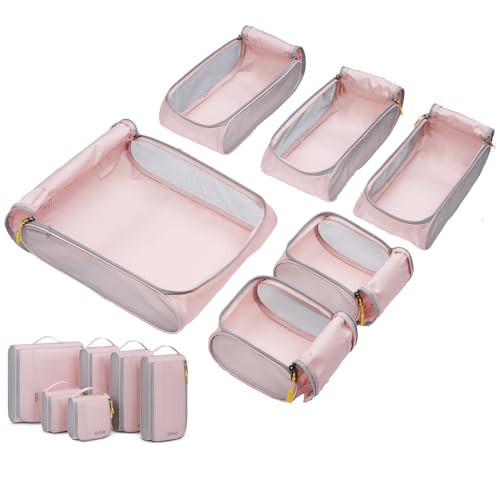 BAGSMART Keep Shape Packing Cubes for Travel, 6 Set Travel Cubes for Packing, Lightweight Suitcase Organizer Bags Set for Travel Essentials | Amazon (US)