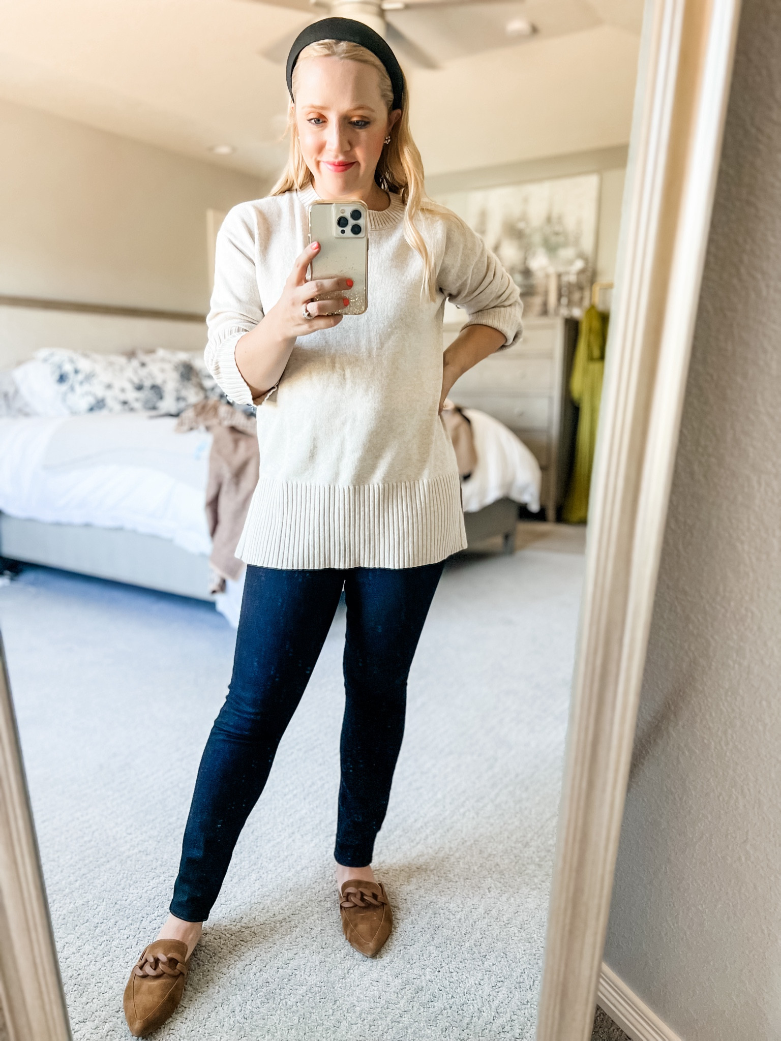 Love the length of this tunic sweater to give coverage in the back with leggings! Went down a size to xs. Petite skinny jeans run small and suggest at least a size up (I’m a 27, would go to a 28). Perfect casual outfit for Thanksgiving. 
Fall outfits, skinny jeans, black jeans, Thanksgiving outfit, fall outfits, petite, outfits for fall. 

#LTKSaleAlert